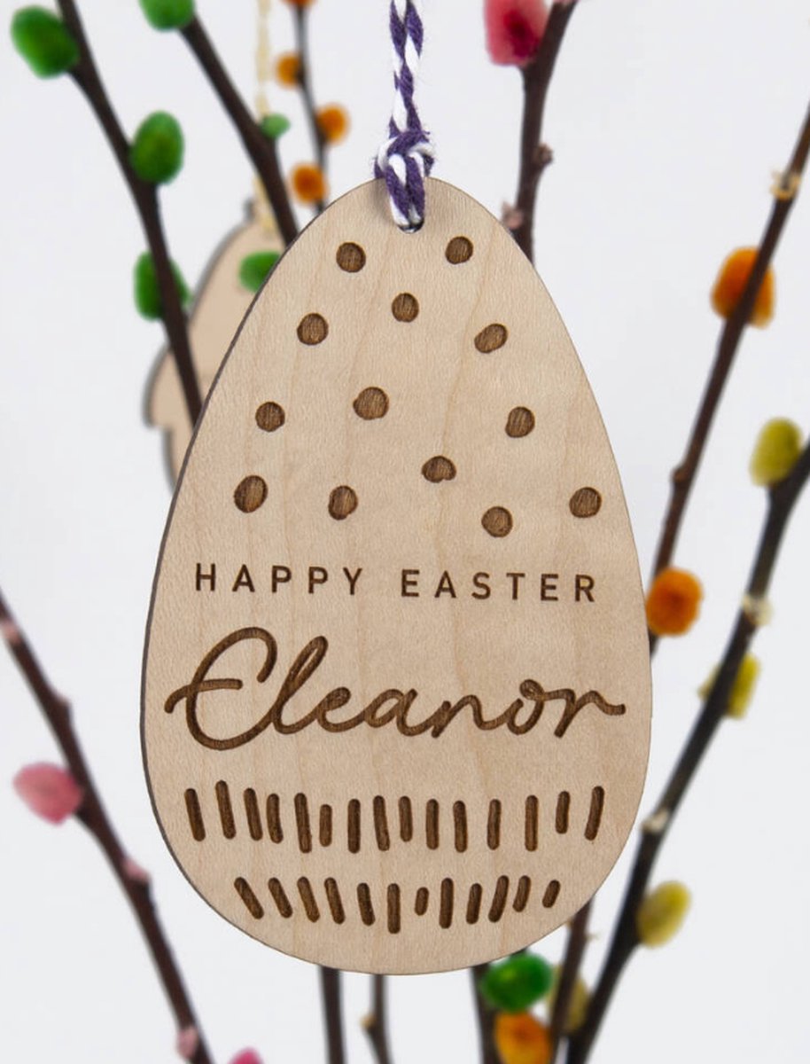 Paasdecoratie gepersonaliseerd in hout | Paascadeau | Hanger Pasen met naam | Pasen | Pasen hanger | Houten aanhangwagen | Paasnest | paasmandje/Pasei